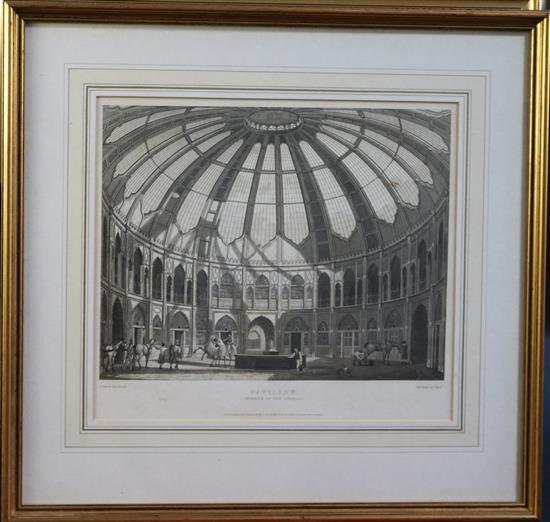 John Nash Kitchen, Saloon, Salon and Interior of the stables, Pavilion Brighton, c.1823 largest overall 11.5 x 13in.